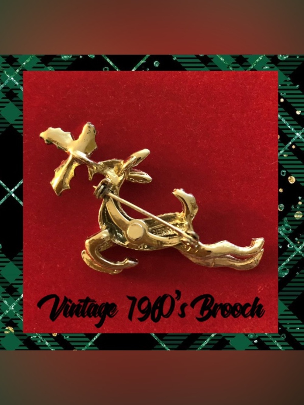 Vintage Reindeer and Candy Cane Broches - Picture 3 of 5